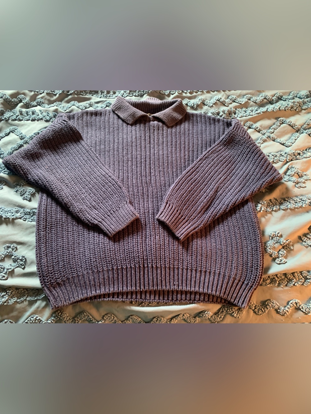 Vintage Women’s Tarazzia Collared Crewneck Sweater in Dark Blue from 80s